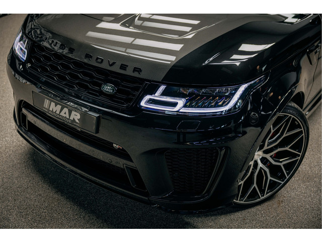 Land Rover Range Rover Sport P575 SVR | verwarming & ventilatie | 23' Vossen | Meridian | Carbon | Head-Up |