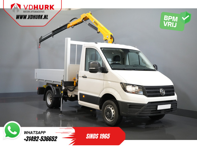 Volkswagen Crafter 50 165 pk Effer 352S Kraan Crane Kran Autokran PTO Open laadbak Dubbel Lucht